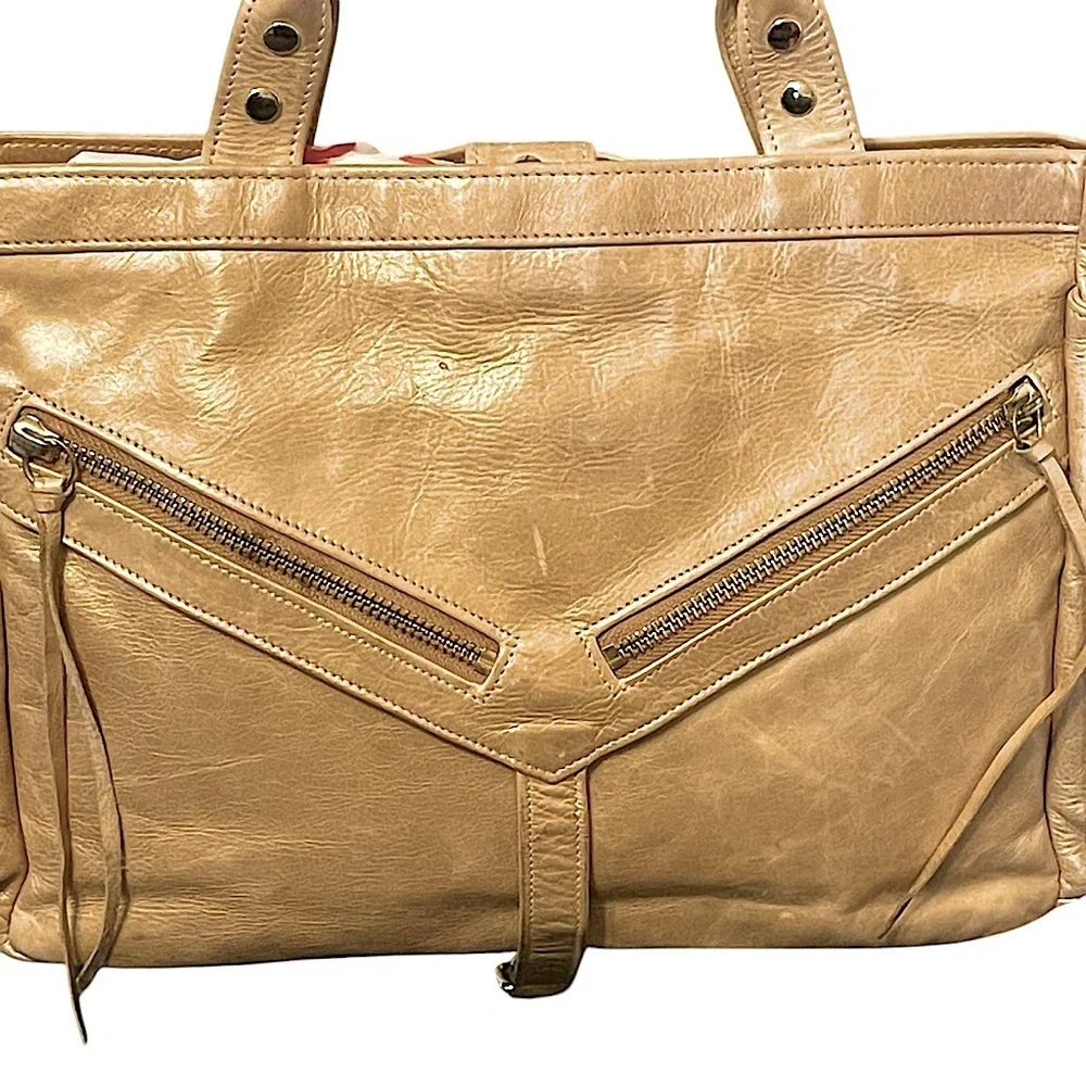 Botkier Metallic Leather Trigger Satchel Handbag Tote Gold Hardware